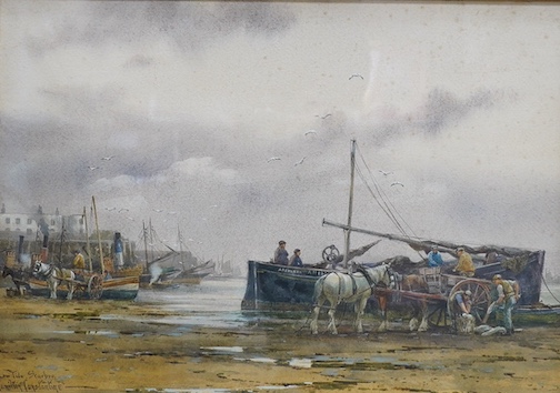 George Hamilton Constantine (1878-1967), watercolour, ‘Low tide at Scarborough’, signed and inscribed, 34 x 49cm, ornately framed. Condition - some spots of foxing